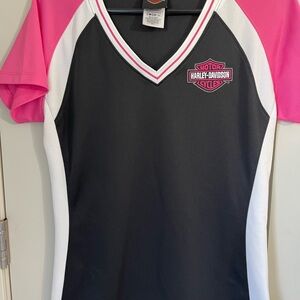 Harley-Davidson Black and Pink Fitted Jersey Tee